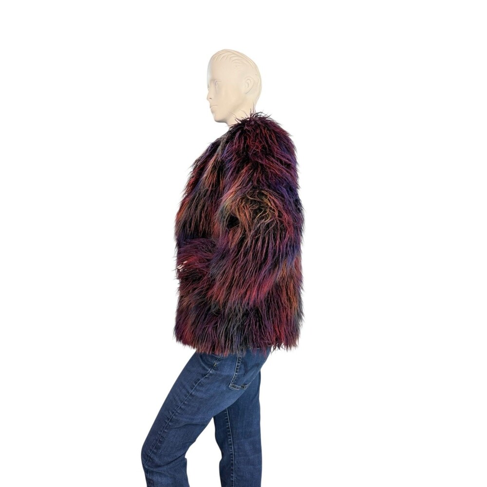 SpiritHoods Faux Fur Shaggy 70s Multicolor Jacket Collectors Edition $450 Size S - Picture 6 of 8